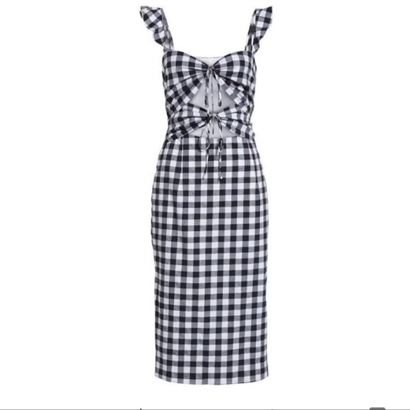 NWT! WAYF Verona Cutout Gingham Dress SMALL - Picture 3 of 5